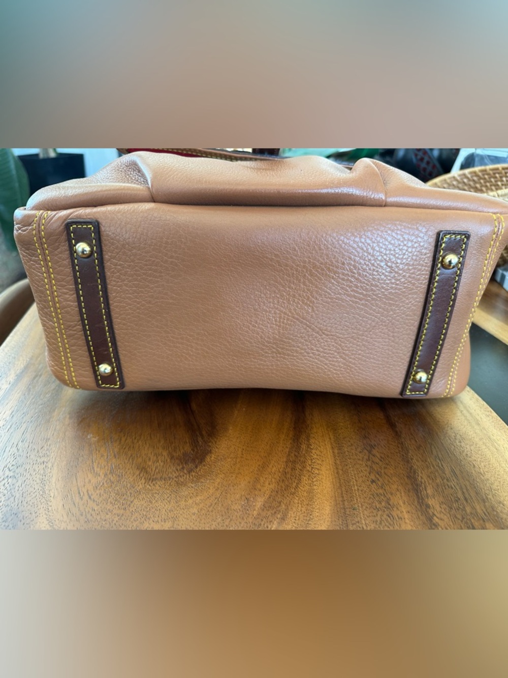 Dooney & Bourke Pebbled Leather Shoulder Bag Brown Tan Hobo Lock Logo Purse $398 - Picture 5 of 9